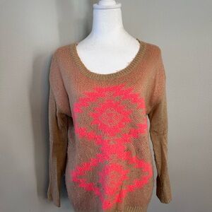Beige and Pink Southwestern Sweater